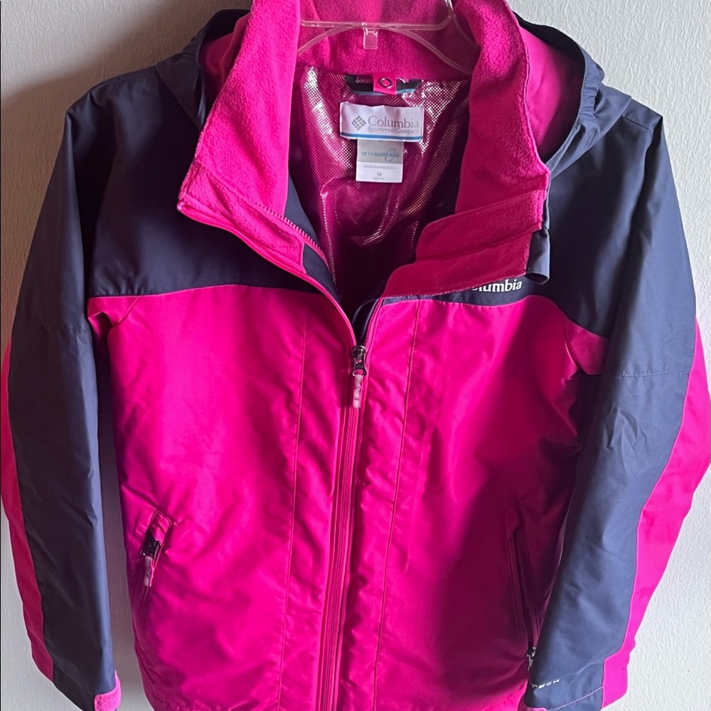 Columbia Girls’M (10-12) EUC Interchange Winter Coat Jacket Dark Pink/Blue